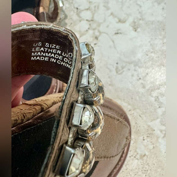 Cute Leopard Crystal Embellished Size 10 Grazie Womens Sandals - Picture 4 of 5